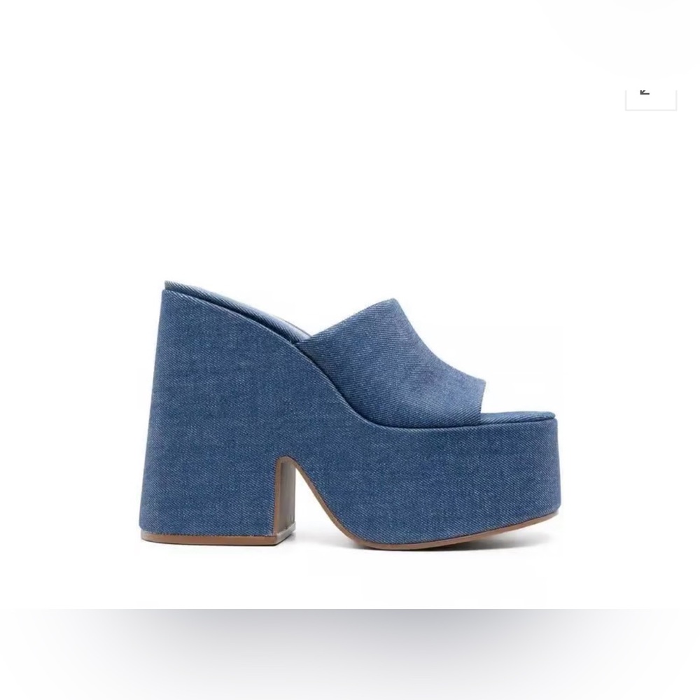 LARROUDE Women's Wanda Slip On
Platform Denim Slides In Blue Platform Sandals - Picture 14 of 16